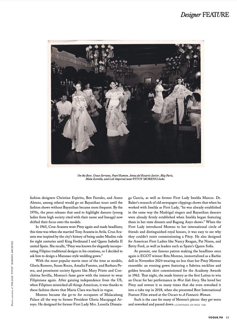 Black and white fashion show featuring Filipino designers, models in elegant gowns on the runway, chandeliers, and formal event setting.