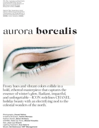 Close-up of a human eye with dramatic white and dark graphic eyeliner and frosty eyeshadow for a beauty editorial.