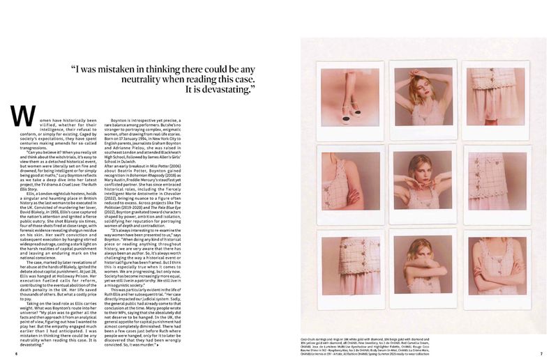 Collage of nine polaroid-style images featuring a blond female model in pink apparel and shoes, set against a white background.