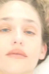 Close-up portrait of model Jemima Kirke for Merlette Pre Fall 2025 Campaign