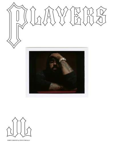 Portrait of designer Jerry Lorenzo with a silver watch, featured in Players magazine cover project.