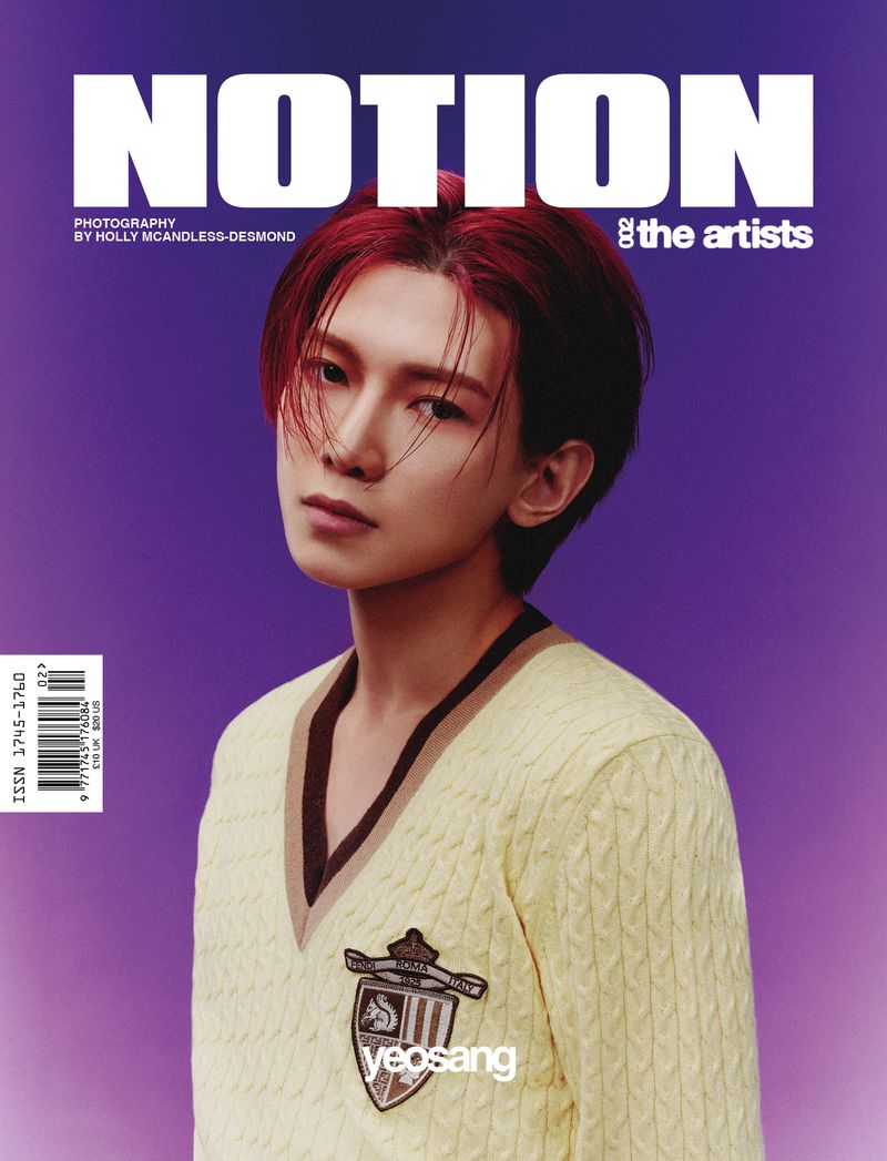 Magazine cover featuring a person with red hair wearing a yellow sweater against a purple background with 'NOTION' in large text.