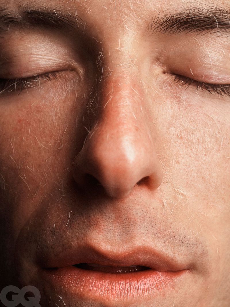 Close-up portrait of a fair-skinned adult male with closed eyes, fair complexion, and a visible nose and mouth. Soft lighting.