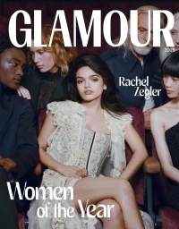Group portrait of people seated in a theatre for Glamour UK Women Of The Year 2025 magazine cover
