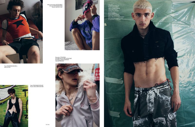 Collage of young men in various fashion poses and settings, showcasing current trends, in natural and studio lighting.