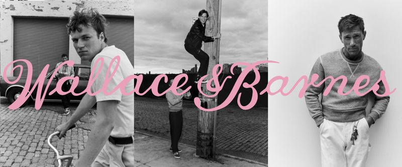 Black and white triptych featuring men in casual clothing, showcasing vintage-inspired fashion against varied urban and studio settings.