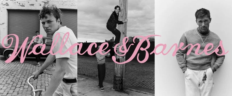 Black and white triptych featuring men in casual clothing, showcasing vintage-inspired fashion against varied urban and studio settings.