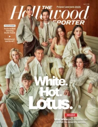 Ensemble cast portrait for The Hollywood Reporter featuring actors posed together in coordinated neutral attire