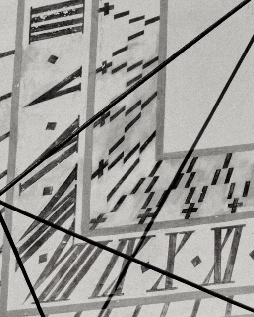 Close-up of an old sundial face, showcasing Roman numeral time markings, linear shadows, and geometric patterns, creating a vintage aesthetic.