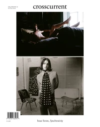Magazine cover for Crosscurrent Issue Seven featuring two photographs: a reclining shirtless man above and a standing model in a polka dot tie below.