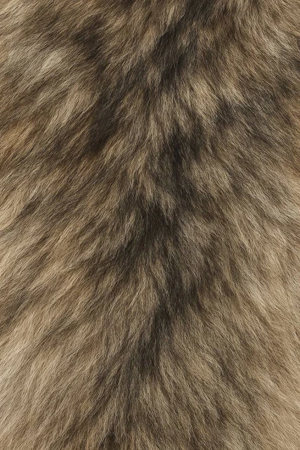 Closeup of brown and black fur texture with natural patterns and soft, dense pile, suitable for backgrounds and design elements.