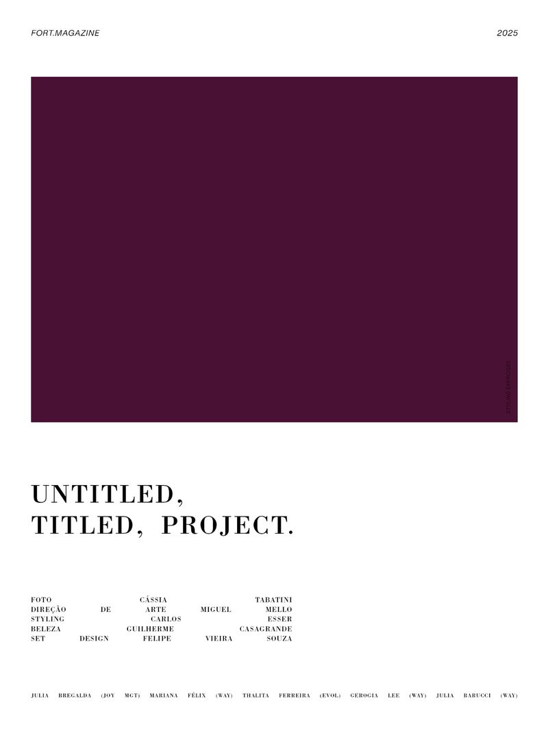 Fashion magazine cover featuring a solid dark purple color block over white, with a title and publication information in black text.
