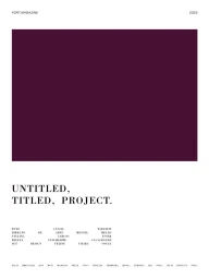 Editorial title page layout featuring a solid dark purple rectangle above bold typography reading Untitled, Titled, Project.