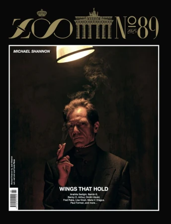 Magazine cover featuring Michael Shannon in dark suit, smoking with overhead lighting, on dark background. ZOO N°89 logo at top.