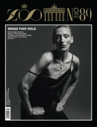 Black and white portrait of model Maggie Maurer wearing a dark slip dress on the cover of Zoo Magazine Issue 89.