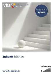 White spherical object resting on concrete stairs with strong diagonal shadow and typography elements