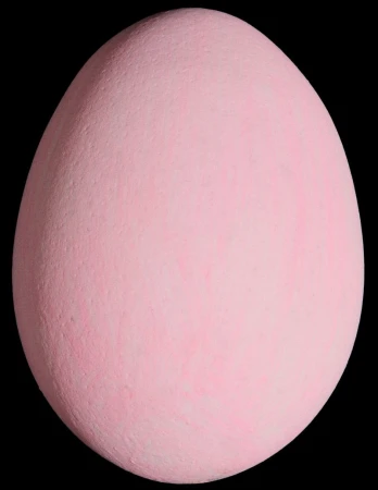 Close-up studio shot of a solid pink egg against a black background, showcasing texture and smooth gradients.