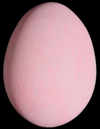 A textured matte light pink egg-shaped object centered against a solid black background.