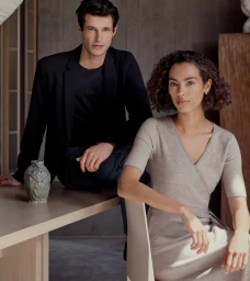 Man and woman posing together indoors for Trenery Autumn 2024 fashion campaign