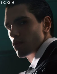 Close-up profile portrait of a man in a black suit with a white shirt under dramatic low-key side lighting for ICON Serbia.