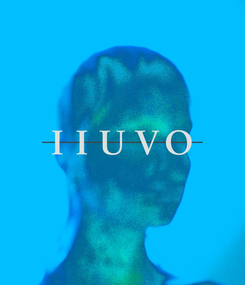 Digitally enhanced, blue-toned portrait of a person's silhouette with overlaid text. Moody and artistic presentation.