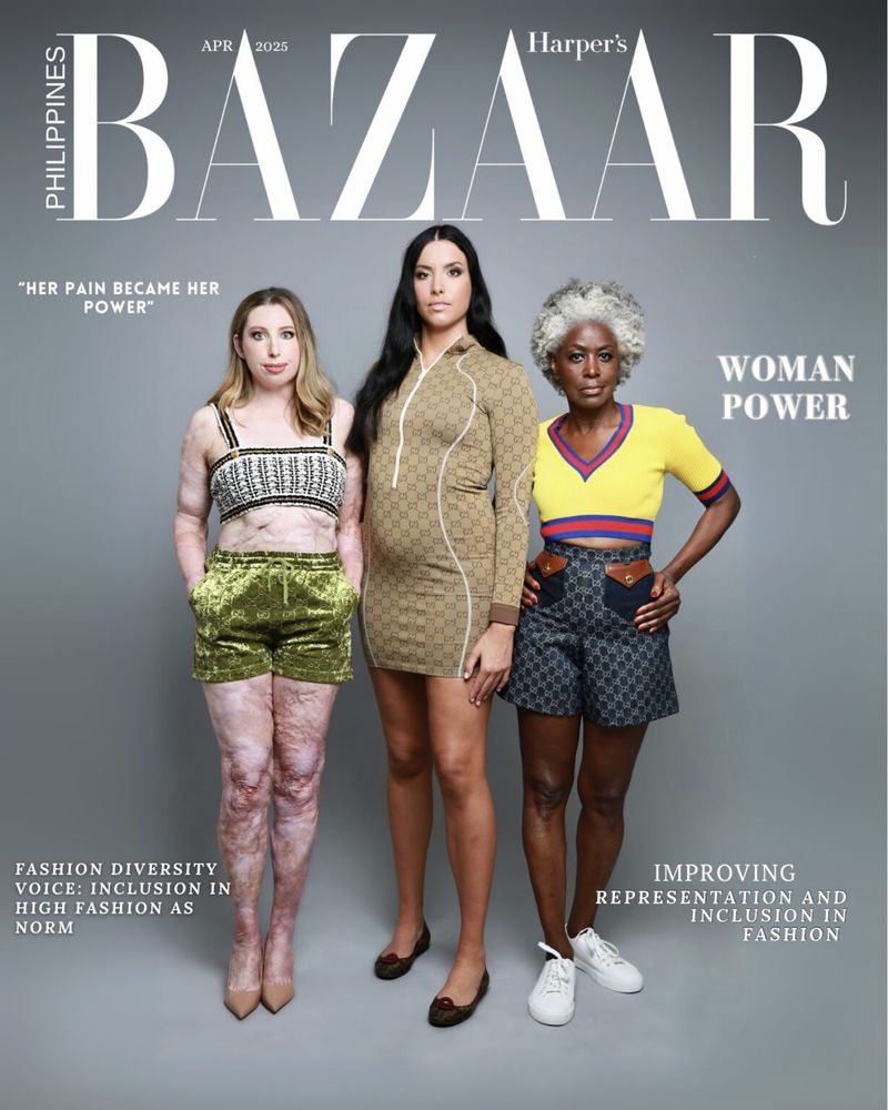 Three diverse women are featured on the cover of Harper's Bazaar, showcasing fashion diversity and representation in high fashion as the norm.