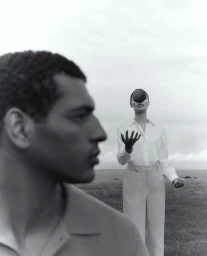 Man in foreground and woman holding round object outdoors for Trenery August/September 24 campaign