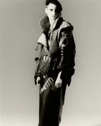 Model in layered structured outerwear against a neutral background for Luncheon Magazine