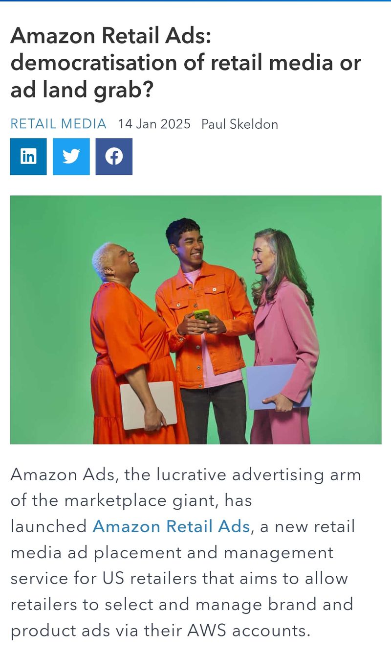 Three adults in orange and pink professional clothing are photographed against a green background, holding laptops and smiling.