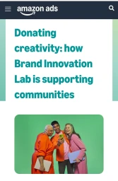 Amazon GTE Ads banner showing three people laughing while holding a phone against a green background
