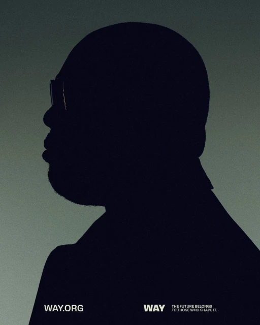 Silhouette of an adult male in glasses, side profile, with a muted green background and text promoting WAY.org.