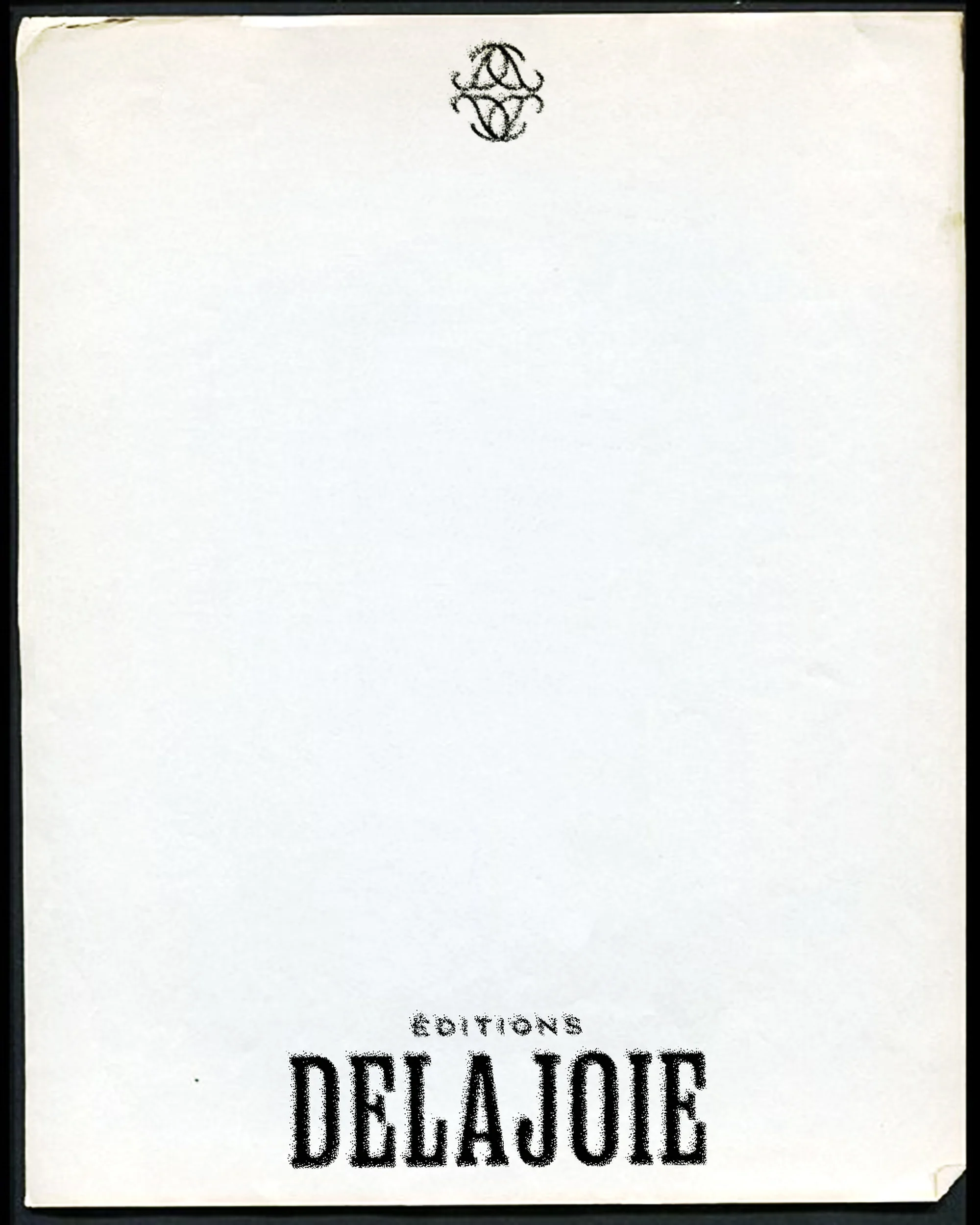 Vintage book cover featuring the title 'DELAJOIE' in bold black font with an ornate emblem at the top, set against a white background.