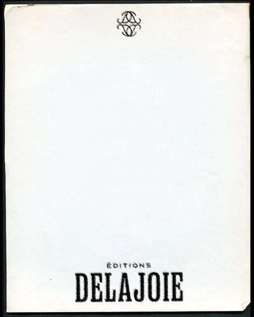 Vintage book cover featuring the title 'DELAJOIE' in bold black font with an ornate emblem at the top, set against a white background.
