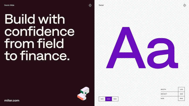 Text-based graphic design showcasing font details and usage, featuring typography and website design elements on a split background.
