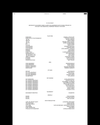 Monochrome graphic design credits layout featuring structured text columns on a plain white background for Microdot Brand Identity.