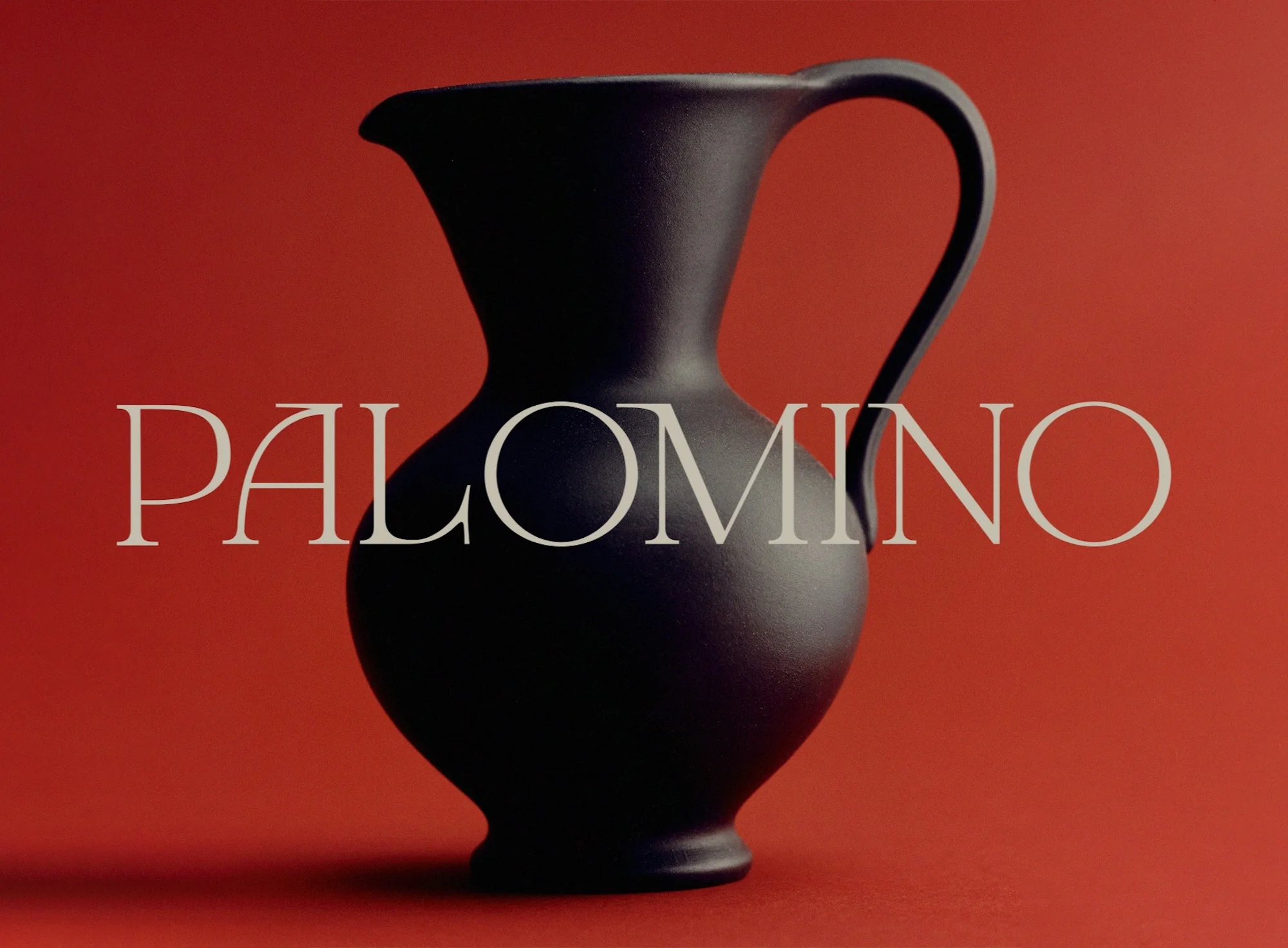 Elegant black vase with a handle centered on a warm red backdrop, showcasing clean lines and a sleek, matte finish.