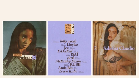 Collage of three music promotional images featuring artists and event lineups in retro grain style for Tones brand identity