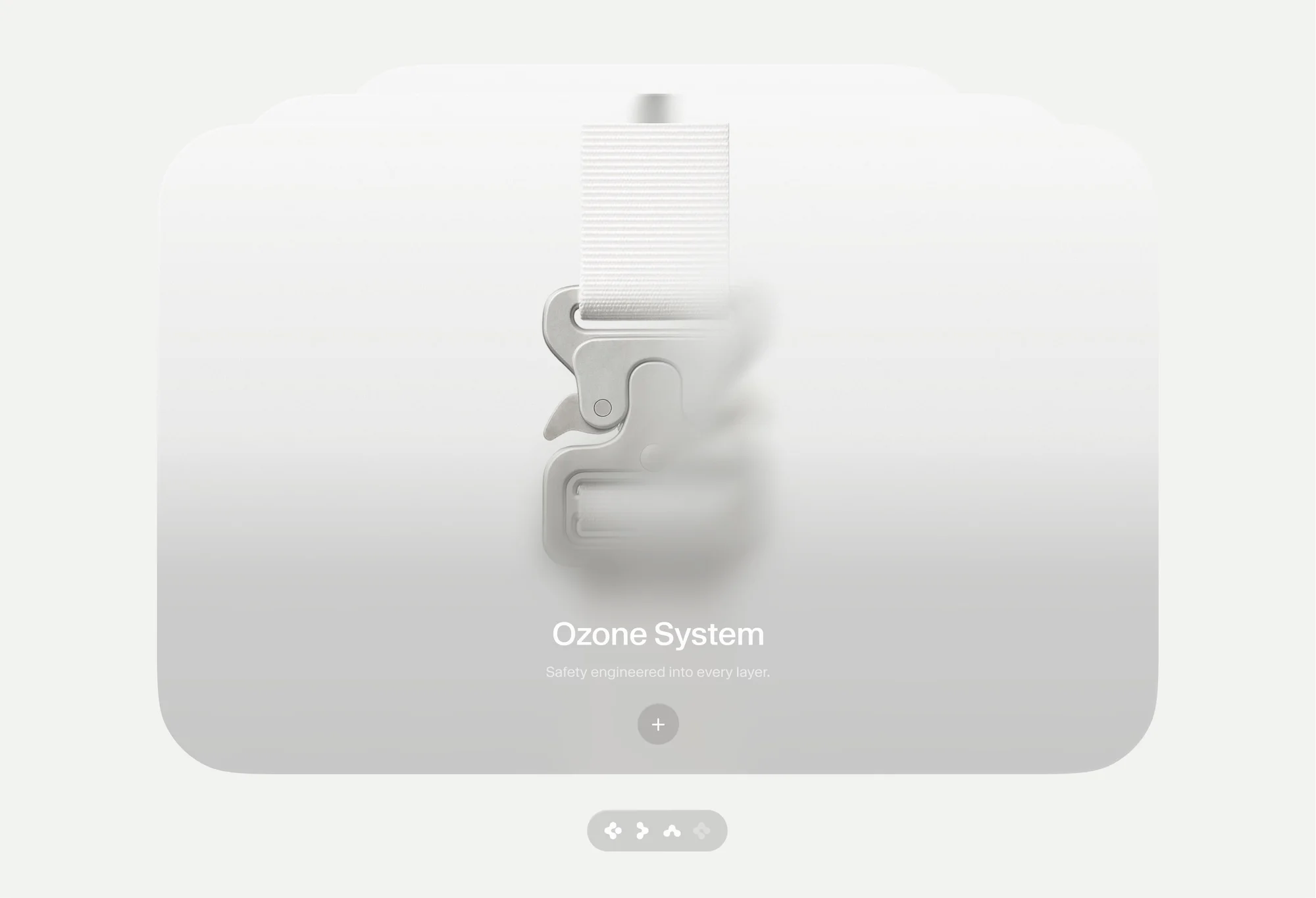 Product visualization featuring a metallic clasp with a white background. The text "Ozone System" is visible in the frame.
