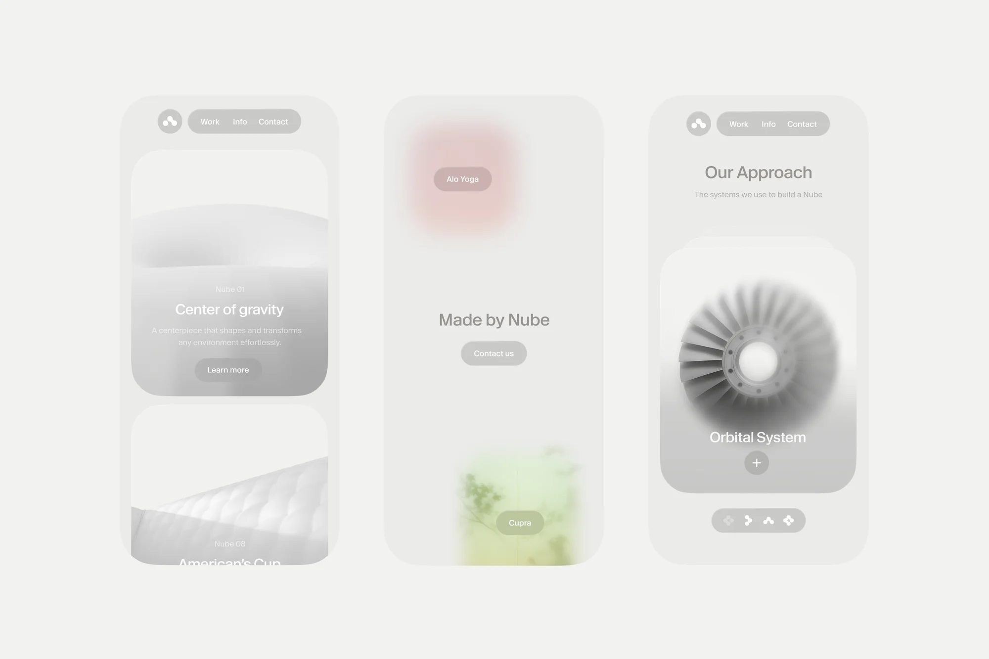 Mockups of a website design showcase a minimalist aesthetic with muted tones, clean typography, and a focus on visual hierarchy and user interface.