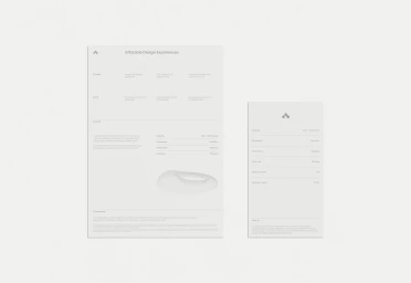 Minimalist graphic design documents and layouts on a pale background for the Nube brand identity project
