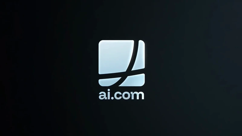 A logo against a dark background, featuring a stylized square shape with a white fill and a curved line element. The text ai.com appears below.