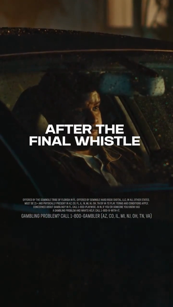 Woman sits in a car at night in a dimly lit setting, visible through the windshield after a sports event, promoting responsible gambling.