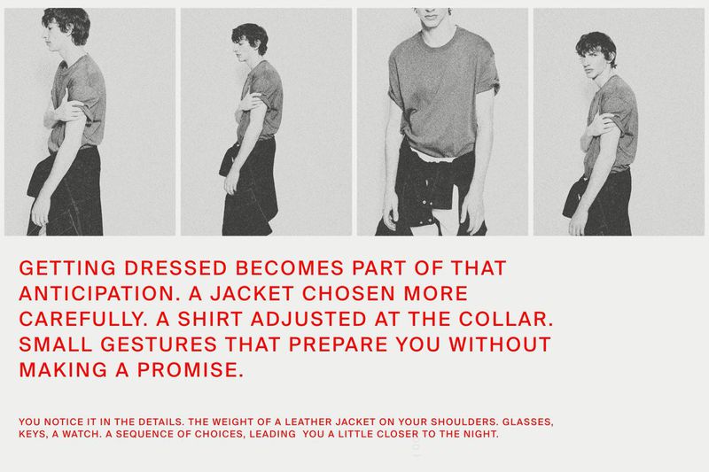 A multi-panel monochromatic fashion editorial featuring a male model adjusting his sleeve against a white background for Massimo Dutti.