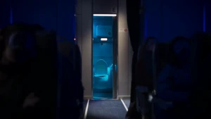 A montage video sequence showcasing toilets and bathrooms in various distinctive settings for a Liquid I.V. commercial project.