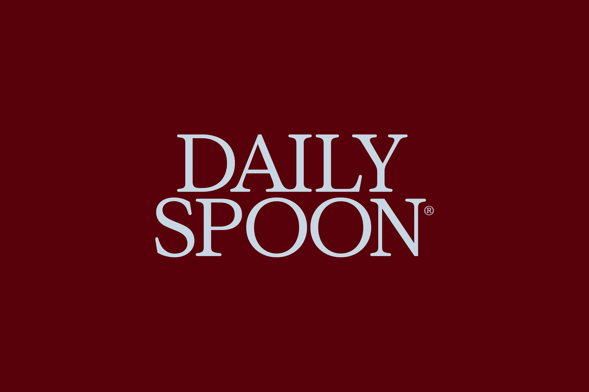 Daily Spoon logo over a solid dark red background. Minimalist and modern design for food and beverage brand.
