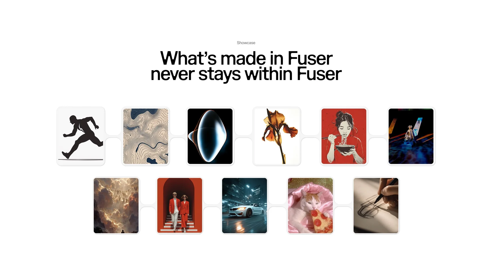 Collection of digital art thumbnails with diverse subjects: figure, abstract design, flower, portrait, automobile, pet, drawing.