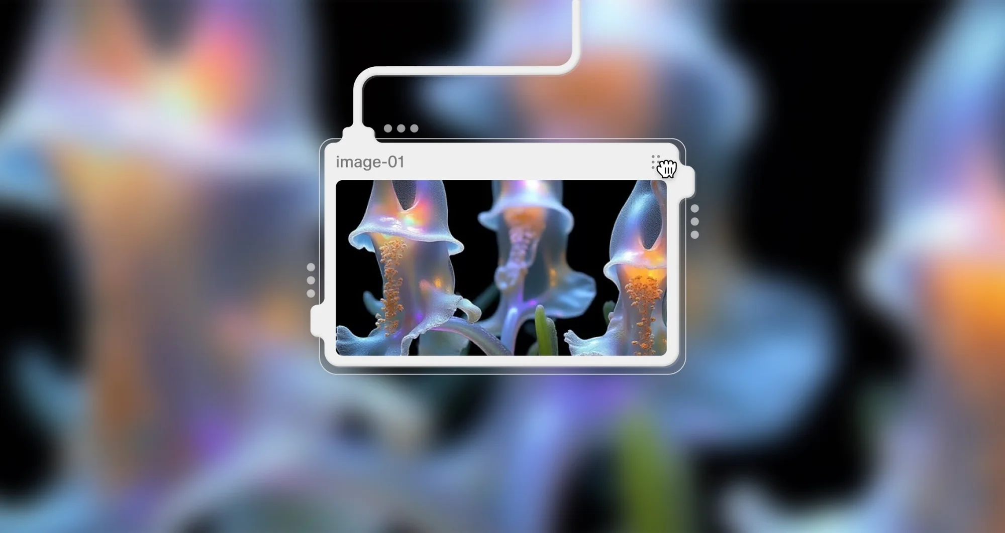 Image shows an interface displaying translucent sea creatures with orange accents against a black background, creating an otherworldly aesthetic.