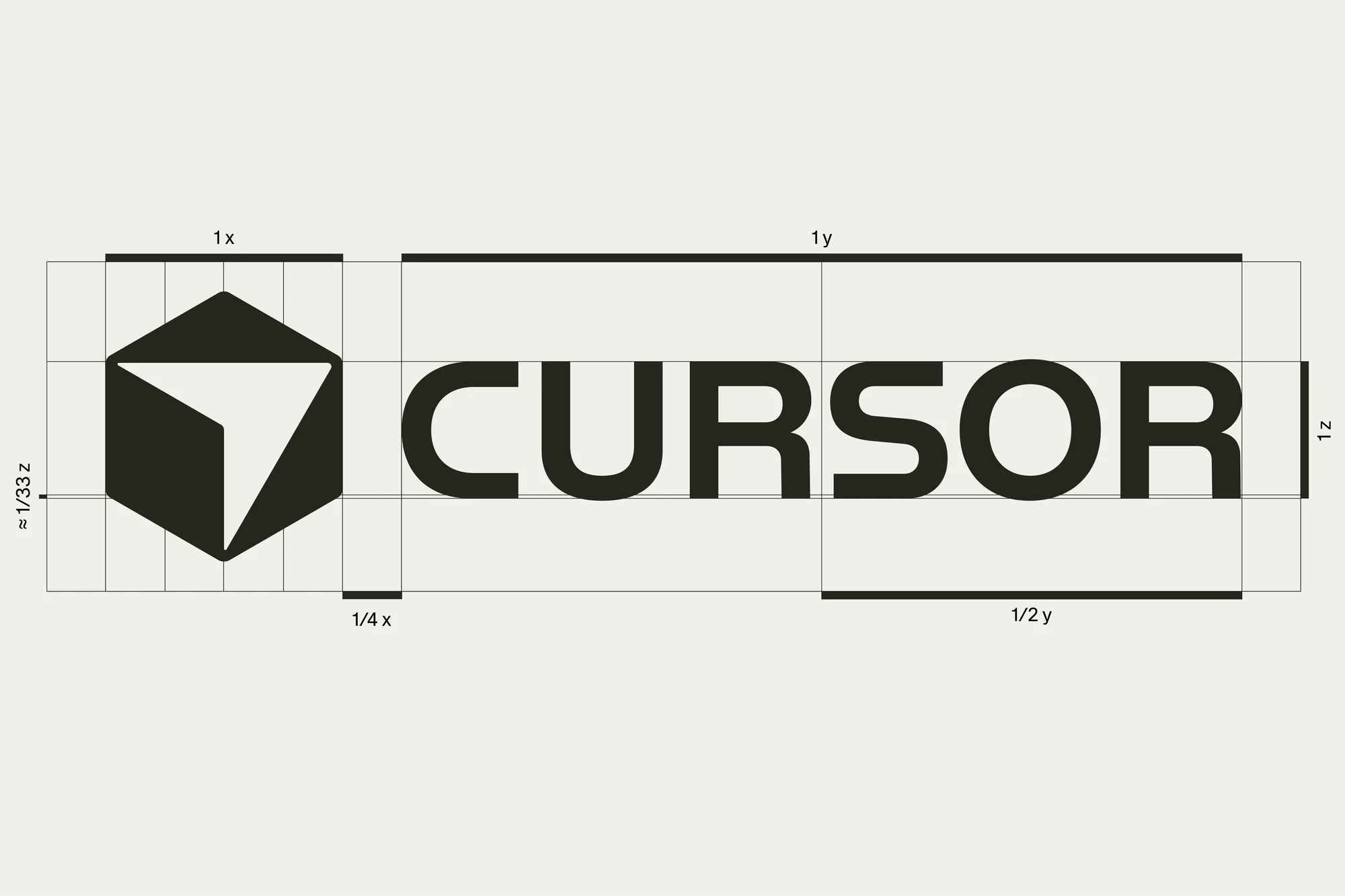 Cursor brand logo featuring a stylized 3D cube icon and the text “CURSOR” in bold letters on a light beige background.