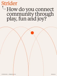 Graphic design poster featuring orange curved dashed lines and bold serif typography on a cream background.