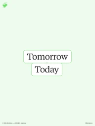 Minimalist Sfermion brand identity design featuring the text Tomorrow and Today in white boxes on a pale green background